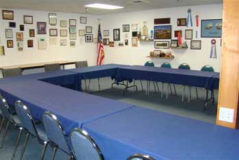 In meeting room or classroom settings