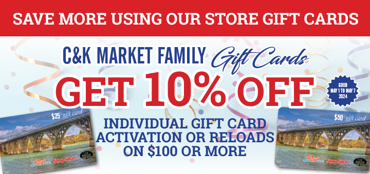 10% off C&K market gift cards