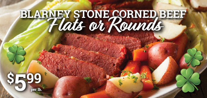Corned beef flats or rounds 5.99/lb