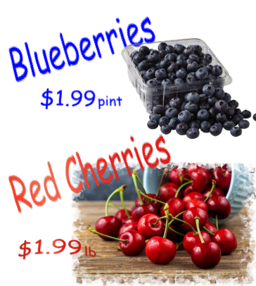 cherries and blueberries