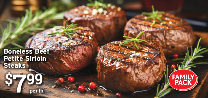 CAB petite sirloins price/VP