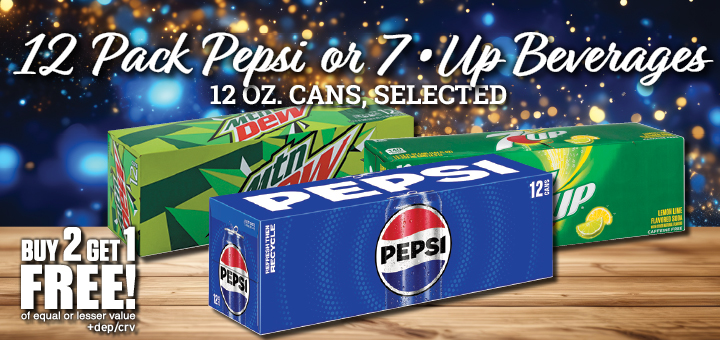 PEPSI/7UP 12 PACKS B2GI FREE