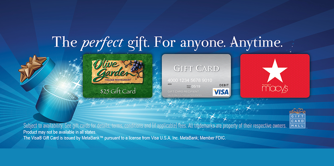 Gift Cards - The perfect Gift. For anyone. Anytime.