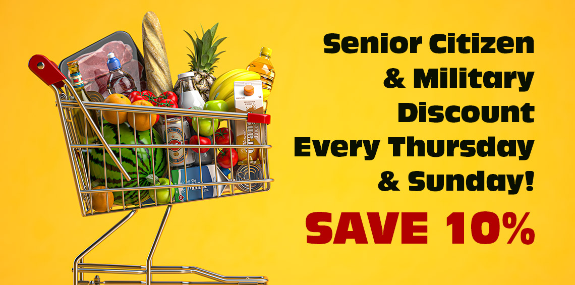 10% Senior Citizen and Military Discount every Thursday and Sunday!