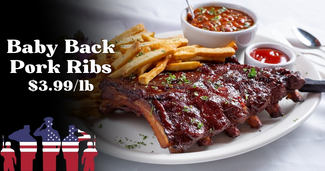 Baby Back Pork Ribs $3.99/lb