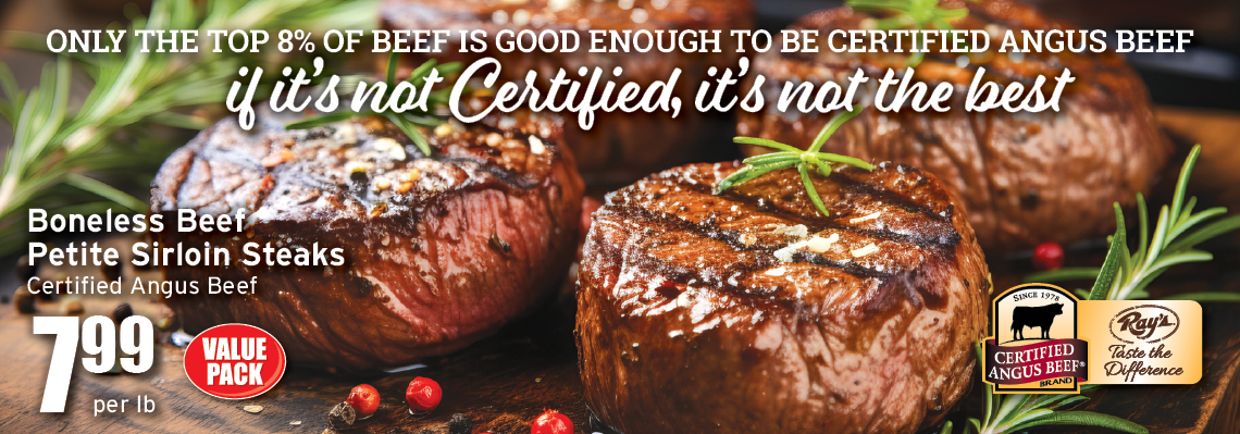 CAB petite sirloins price/VP