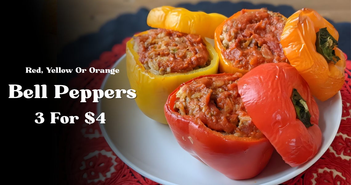 Red, Yellow Or Orange Bell Peppers 3 For $4