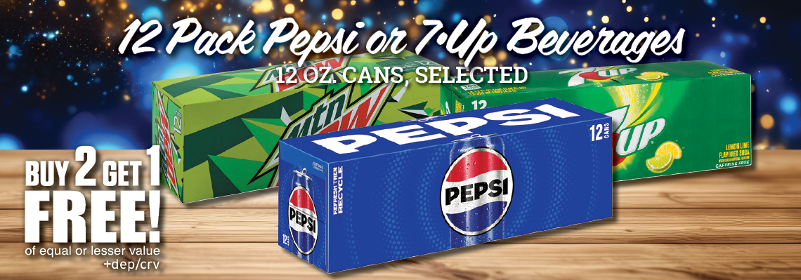 PEPSI/7UP 12 PACKS B2GI FREE